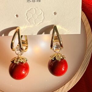 Elegant Red and Gold Earrings